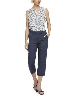 NYDJ Utility Oxford Linen-Blend Pant Jean - Blue