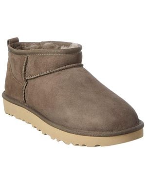 UGG Classic Ultra Mini Suede & Shearling Boot - Brown