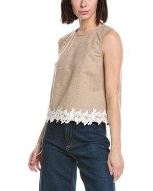 Cece Boxy Sleeveless Linen-Blend Top - Blue