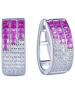 Suzy Levian CZ Jewelry Suzy Levian Cz Invisible Setting Huggie Earrings - Purple