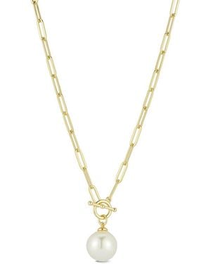Glaze Jewelry 14K Over 11.5Mm Pearl Toggle Necklace - Metallic