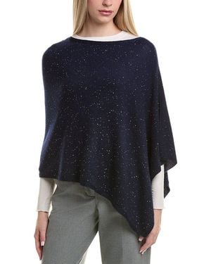 Sofiacashmere Sofiacashmere Reverse Jersey Sequin Wool & Cashmere-Blend Poncho - Blue