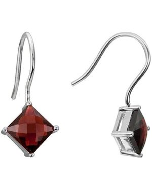 Gemstones Silver 4.70 Ct. Tw. Garnet Earrings - Metallic