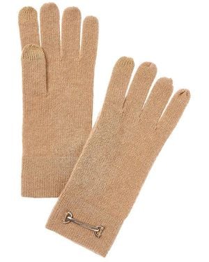 Bruno Magli Horsebit Knit Cashmere Gloves - Natural