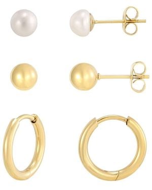 Adornia 18K Plated Stainless Steel 6Mm Pearl Earrings - Metallic