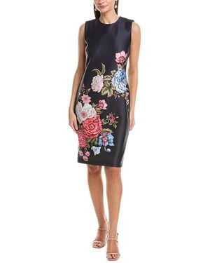 Anne Klein Printed Scuba Sheath Dress - Blue