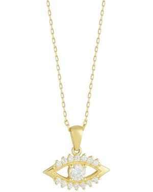 Glaze Jewelry 14k Over Silver Cz Evil Eye Necklace - Metallic
