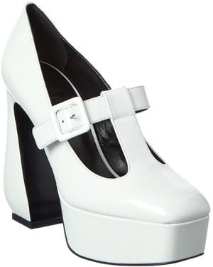 Sergio Rossi 85 Patent Platform Pump - White