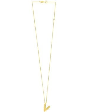 Italian Gold 14K Helium Initial Necklace - White