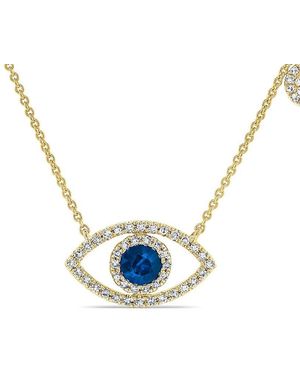 Sabrina Designs 14K 0.46 Ct. Tw. Diamond & Sapphire Evil Eye Necklace - Blue