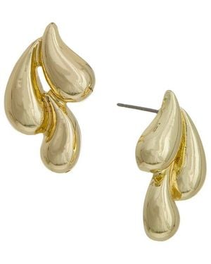 Adornia Plated 3-Teardrop Stud Earrings - Metallic