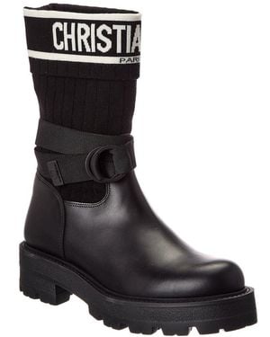 Dior D-Major Knit & Leather Boot - Black