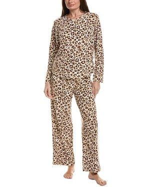 Hue 2Pc Waffle Fleece Pyjama Set - Natural