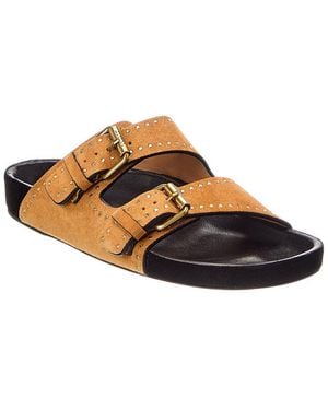 Isabel Marant Logo Suede Flat Sandal - Brown