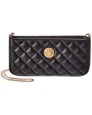 Versace La Medusa Quilted Leather Shoulder Bag - Black