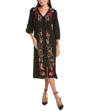 Johnny Was Button Front Dress - Black
