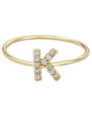 Adornia 14K Plated Cz Initial Ring - Metallic