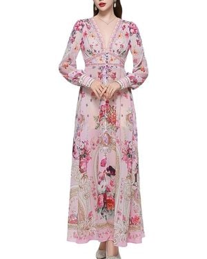 AMINA GLAM Printed Maxi Dress - Purple