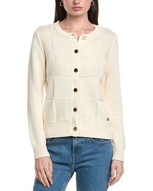 Halston Check Cardigan - Natural