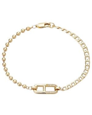 Adornia 14K Plated Cz Mixed Chain Sideways Pendant Bracelet - Metallic