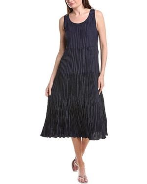 Eileen Fisher Pleated Silk Flare Dress - Blue