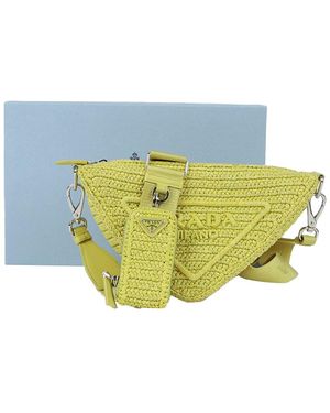 Prada Raffia Triangle Shoulder Crossbody Bag (Authentic Pre-Loved) - Blue