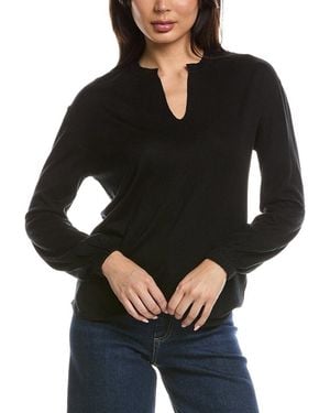 Forte Split Neck Silk & Cashmere-Blend Jumper - Black