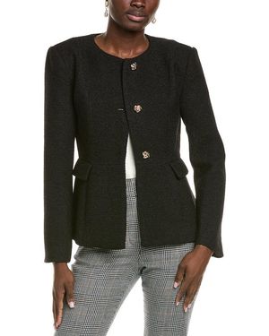 Endless Rose Round Neck Wool-Blend Blazer - Black