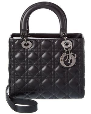 Dior Lady Medium Leather Tote - Black