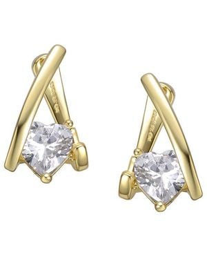 Rachel Glauber 14K Diamond Cz Dangle Earrings - Metallic