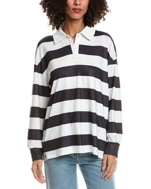 Madison Miles Stripe Polo Shirt - White