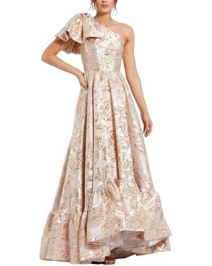 Mac Duggal Floral Brocade Low Gown - Natural