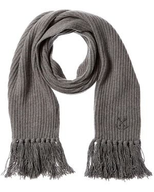 Golden Goose Ribbed Knit Wool Scarf - Grey