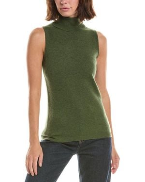 Forte Basic Sleeveless Turtleneck 100% Cashmere Jumper - Green