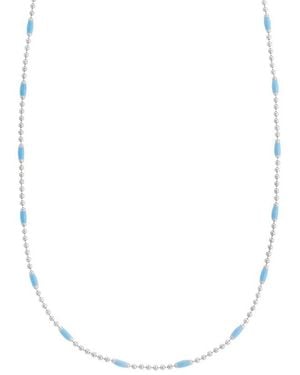 Italian Silver 14K Plated Station Necklace - White