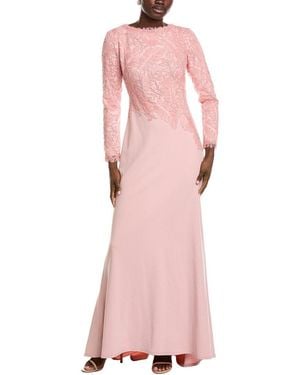 Tadashi Shoji Caliste Embroidered Crepe Gown - Pink