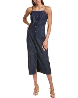 Endless Rose High Neck Denim Midi Dress - Blue