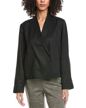 Eileen Fisher Shawl Collar Linen & Silk-Blend Jacket - Black