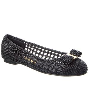 Ferragamo Varina Leather Ballet Flat - Black