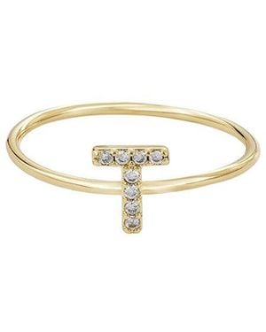 Adornia 14K Plated Cz Initial Ring - White