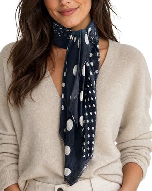 Blue Pacific Polka Dots Cashmere-Blend Neckerchief - Black