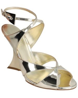 Paris Texas Laila Leather Wedge Sandal - Metallic
