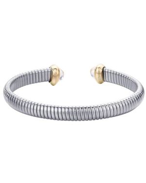 Adornia Coil Cuff With Clear Stones Bracelet - White