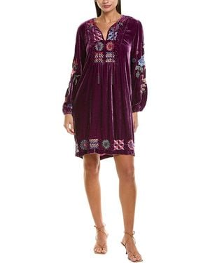 Johnny Was Nikkola Velvet Silk-Blend Mini Dress - Purple
