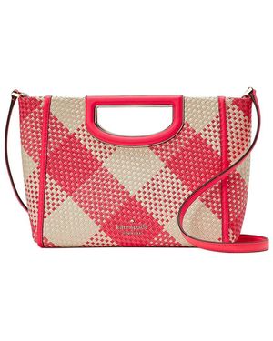 Kate Spade Alexa Gingham Straw Crossbody Clutch - Pink