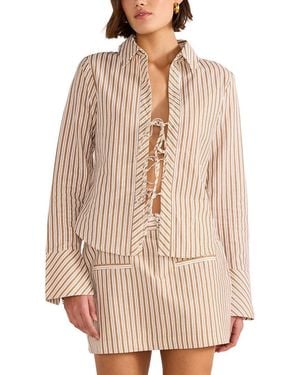 MINKPINK Artemis Tie Linen-Blend Shirt - Natural