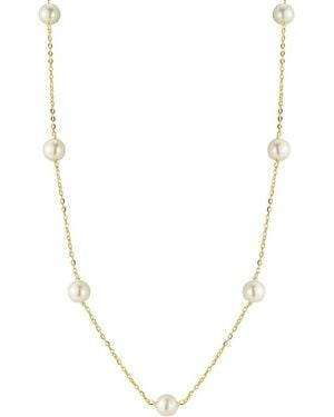 Sphera Milano 14K Over 6Mm Pearl Station Choker Necklace - Metallic