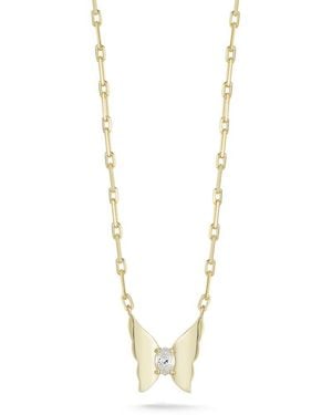 Chloe and Madison 14K Over Cz Butterfly Necklace - Metallic