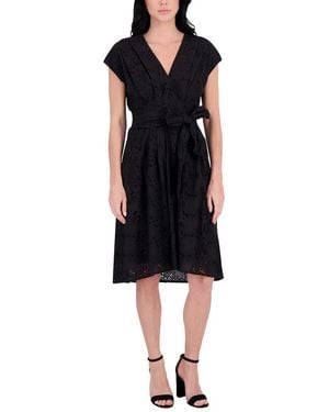 Kensie Embroidered Midi Dress - Black