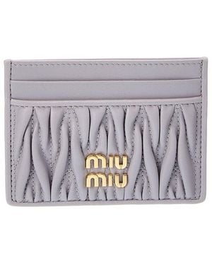 Miu Miu Matelasse Leather Card Holder - Grey